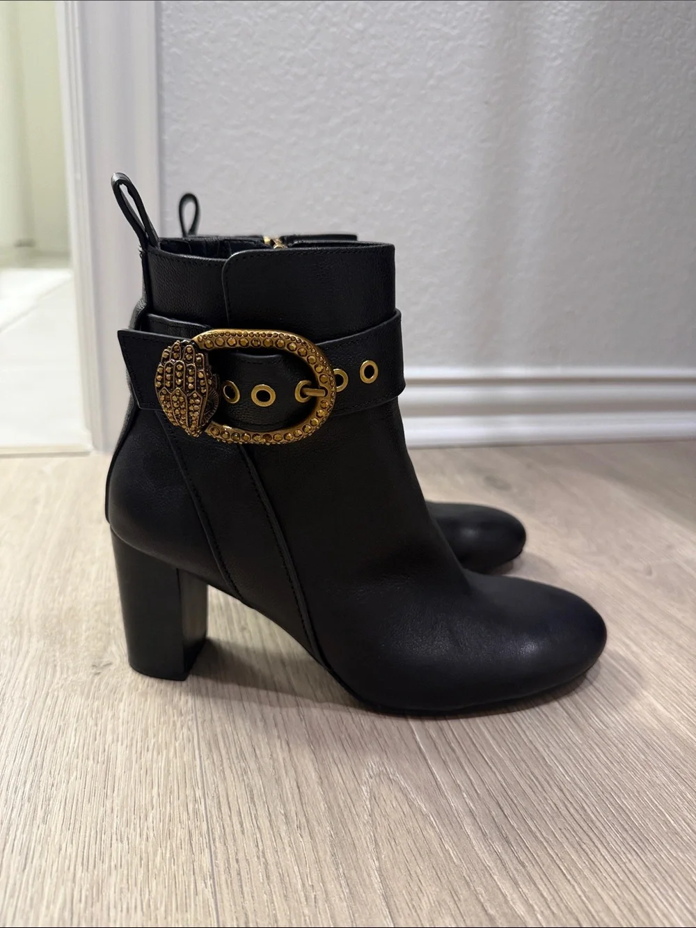 Kurt Geiger Women's Black Ankle Boots with Gold Buckle
